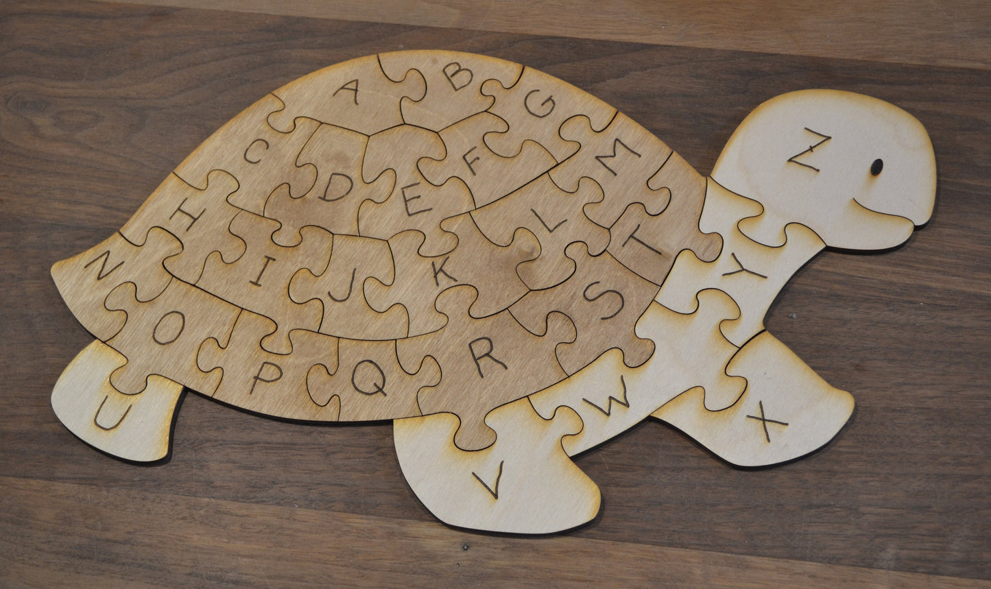 Turtle Alphabet Puzzle with Bag for Storage Handmade Educational Wood Puzzle