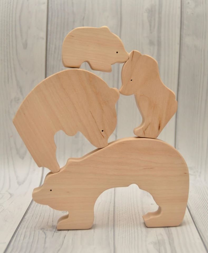 Animal Puzzle, Wooden Balance Toy, 1st Birthday Gift, Montessori Toy, Home Decor, Father's Day Gifts, Wooden bears, Penguins Family