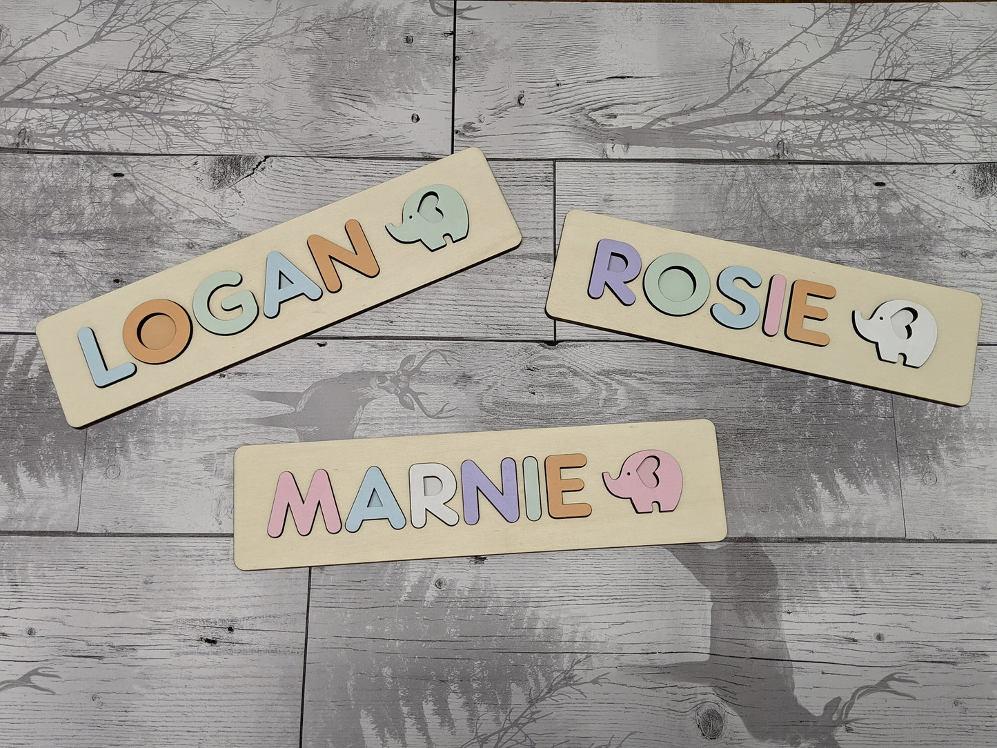 Elephant Personalised Name Puzzle, Wood Baby Gift, Wooden Gift, Wooden child gift, wooden name puzzle. wooden jigsaw