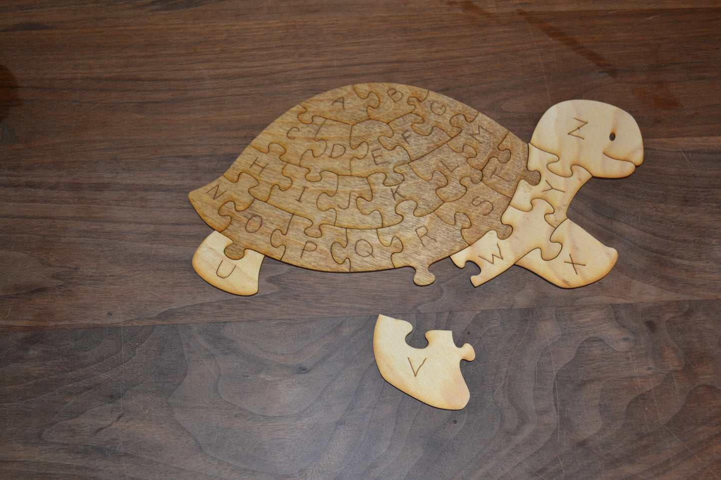 Turtle Alphabet Puzzle with Bag for Storage Handmade Educational Wood Puzzle