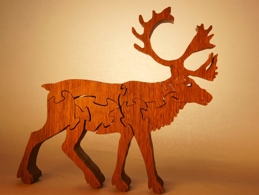 CARIBOU, REINDEER Puzzle / Unique Handcrafted Wooden Jigsaw Animal Puzzle / Free Standing or With Keeper / Sustainably Sourced Wood