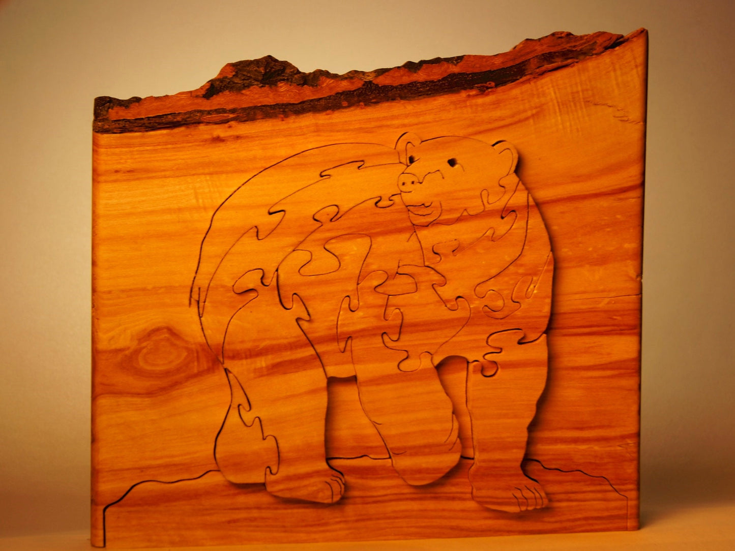 POLAR BEAR WALKIG Wood Puzzle / Unique Handcrafted Jigsaw Puzzle / Free Standing / With Keeper / Sustainably Sourced Wood