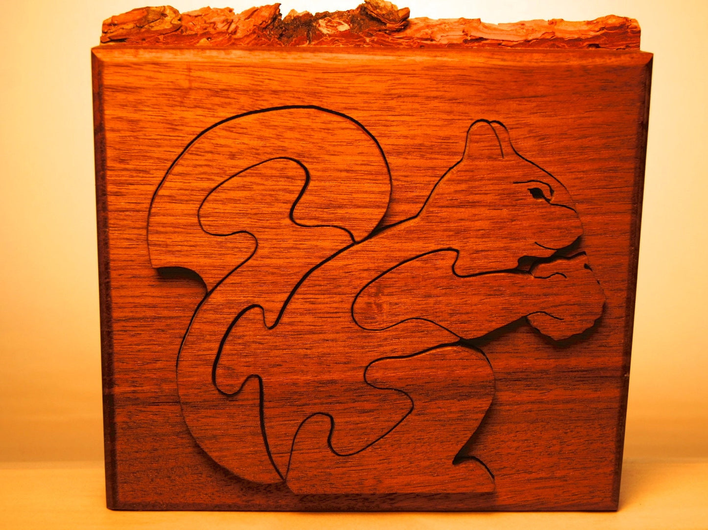 SQUIRREL WITH CHESTNUT Wood Puzzle / Unique Handcrafted Wooden Jigsaw Animal Puzzle/Free Standing (or with Keeper)/ Sustainably Sourced Wood