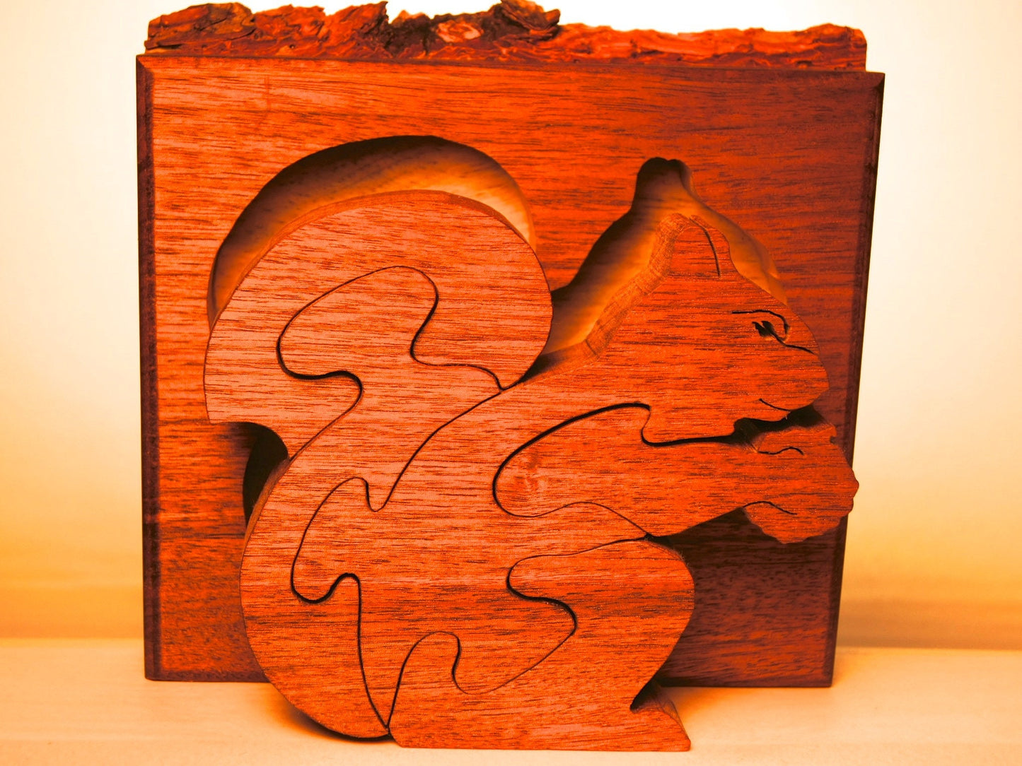 SQUIRREL WITH CHESTNUT Wood Puzzle / Unique Handcrafted Wooden Jigsaw Animal Puzzle/Free Standing (or with Keeper)/ Sustainably Sourced Wood