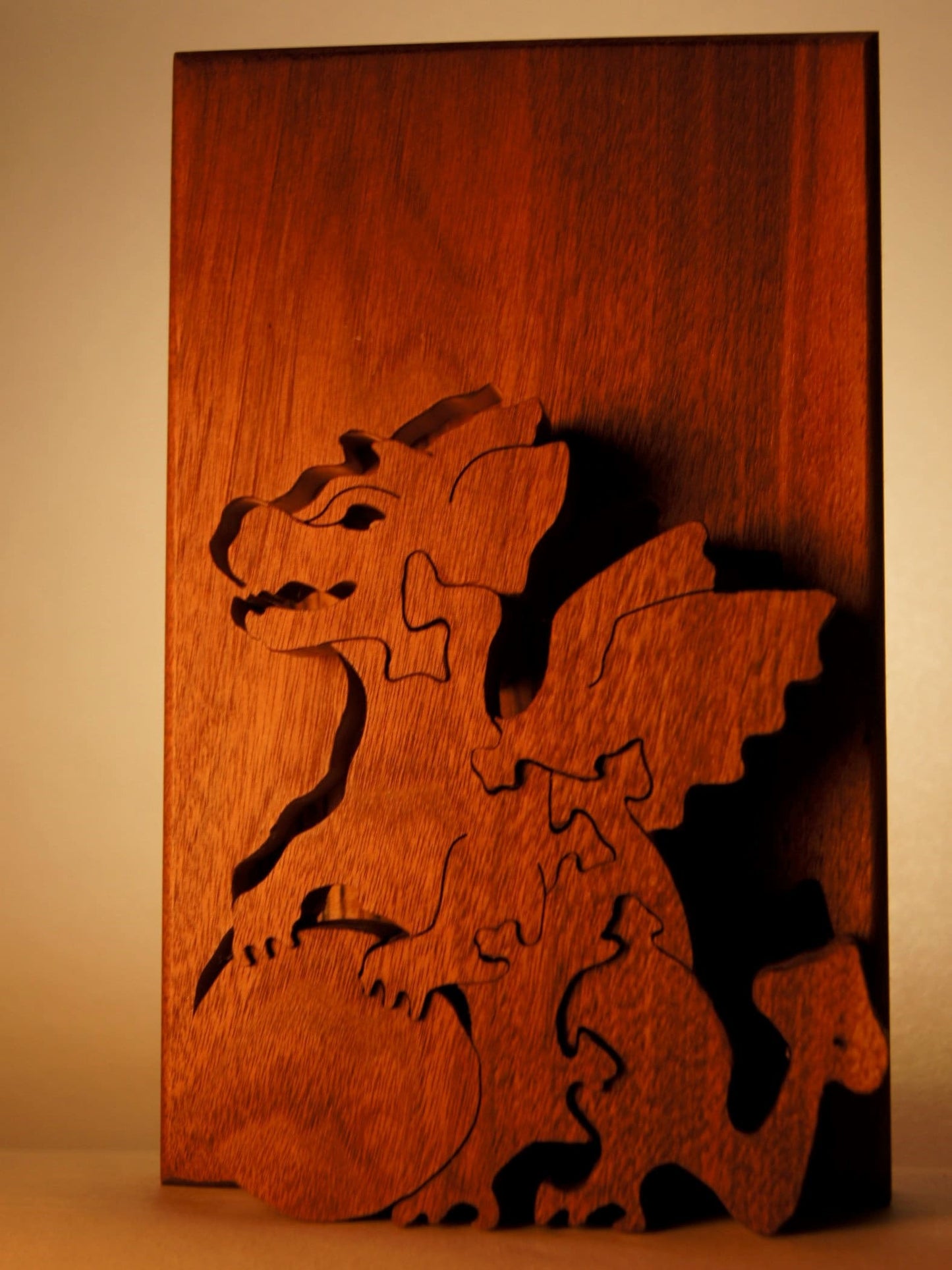 BABY DRAGON with BALL Wood Puzzle / Unique Handcrafted Wooden Jigsaw Animal Puzzle /Free Standing (or with Keeper)/ Sustainably Sourced Wood