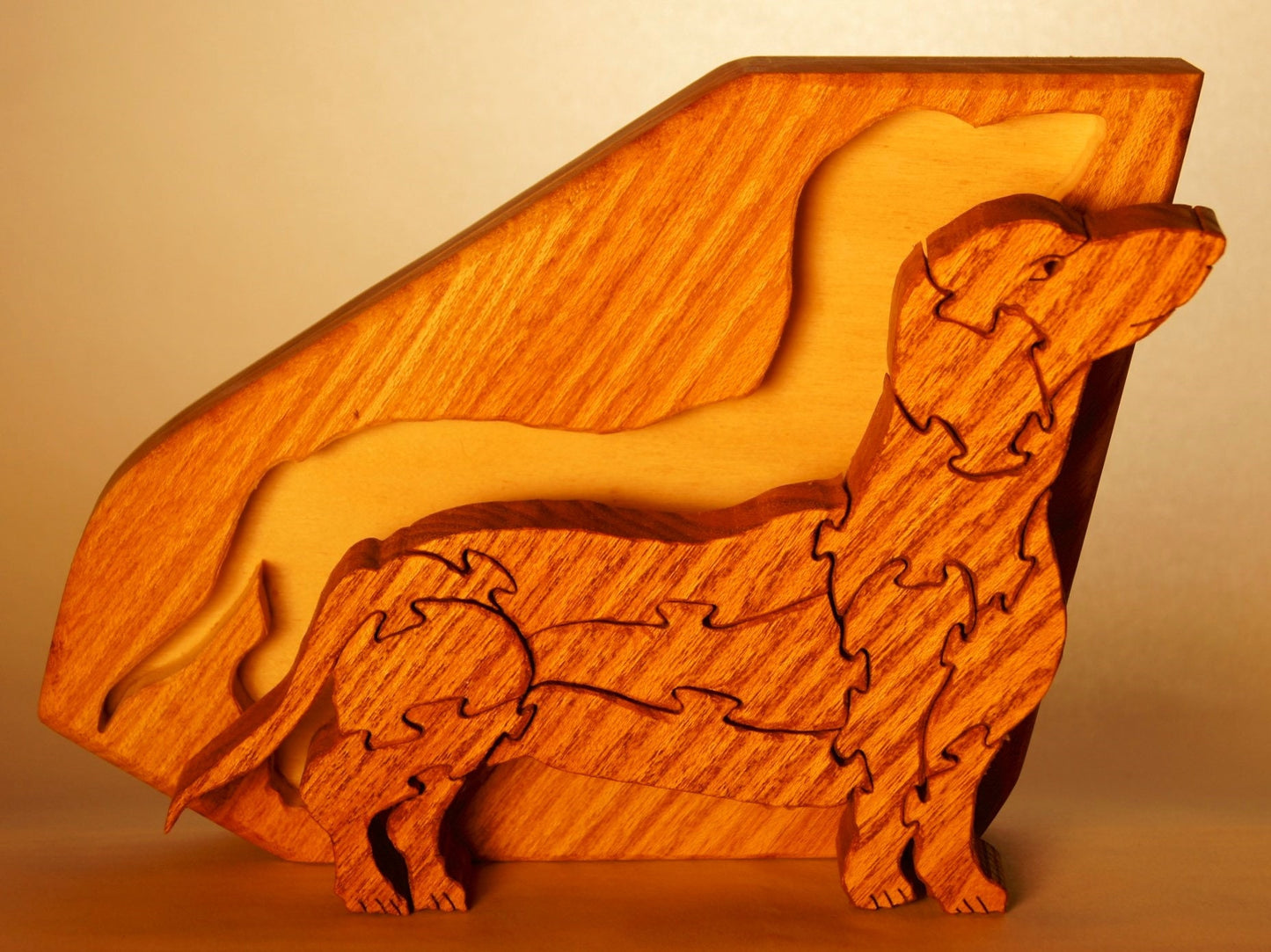 DOG, DACHSHUND Wood Puzzle  / Unique Handcrafted Wooden Jigsaw Animal Puzzle / Free Standing and With Keeper / Sustainably Sourced Wood