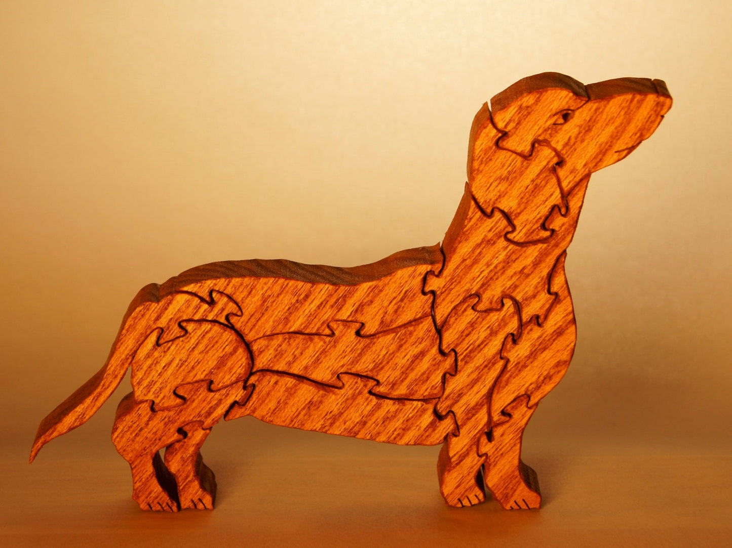 DOG, DACHSHUND Wood Puzzle  / Unique Handcrafted Wooden Jigsaw Animal Puzzle / Free Standing and With Keeper / Sustainably Sourced Wood