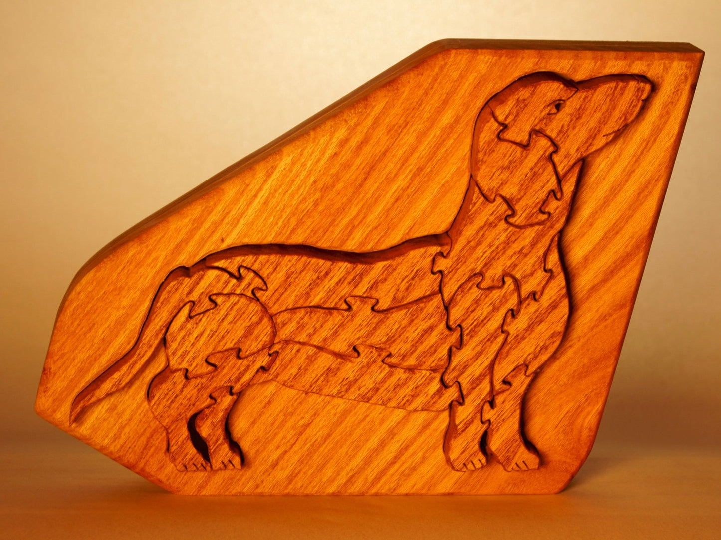 DOG, DACHSHUND Wood Puzzle  / Unique Handcrafted Wooden Jigsaw Animal Puzzle / Free Standing and With Keeper / Sustainably Sourced Wood