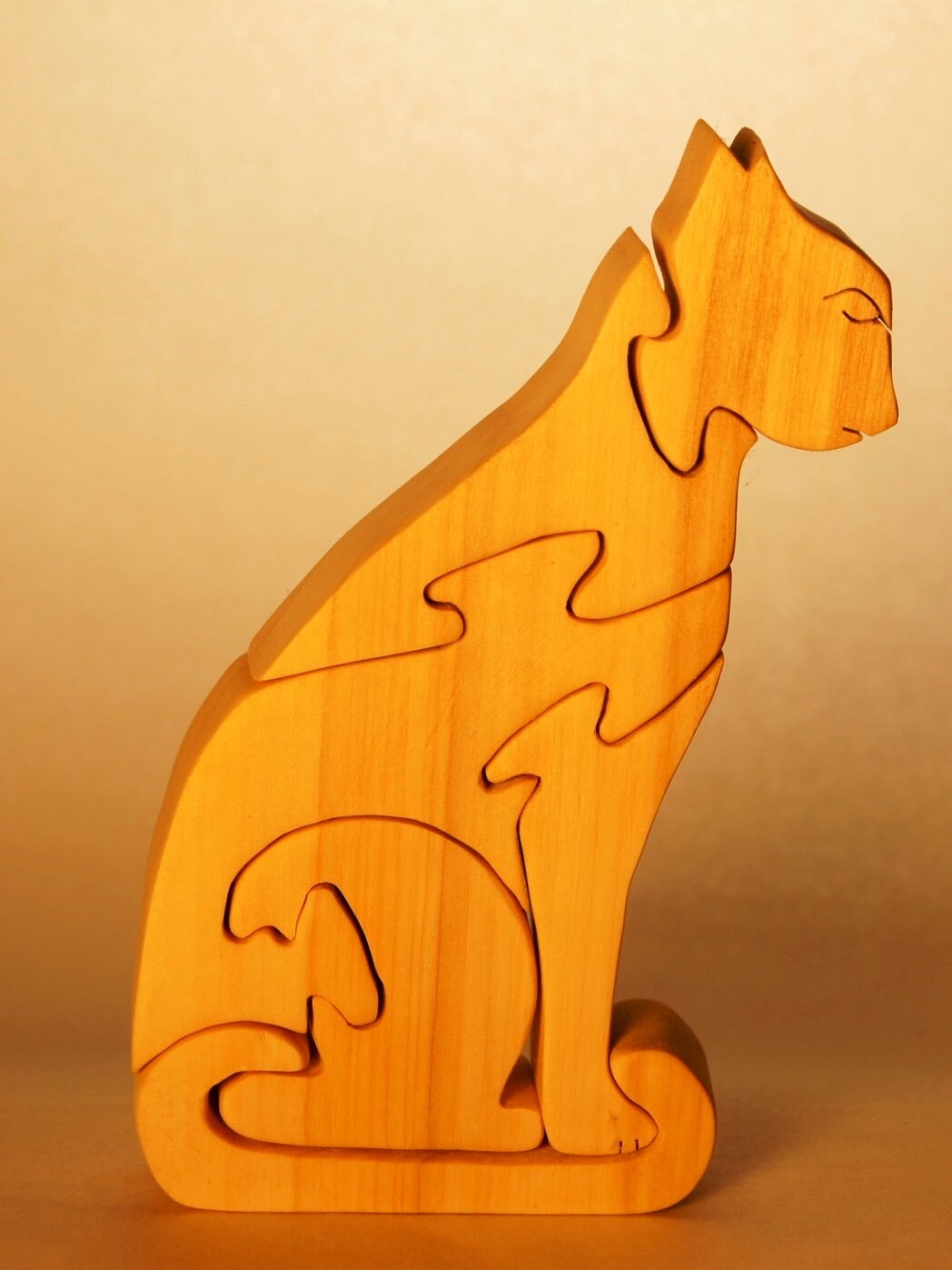 CAT SITTING Wood Puzzles (Siamese cats)/ Unique Handcrafted Wooden Jigsaw Animal Puzzle / Free Standing / Sustainably Sourced Wood