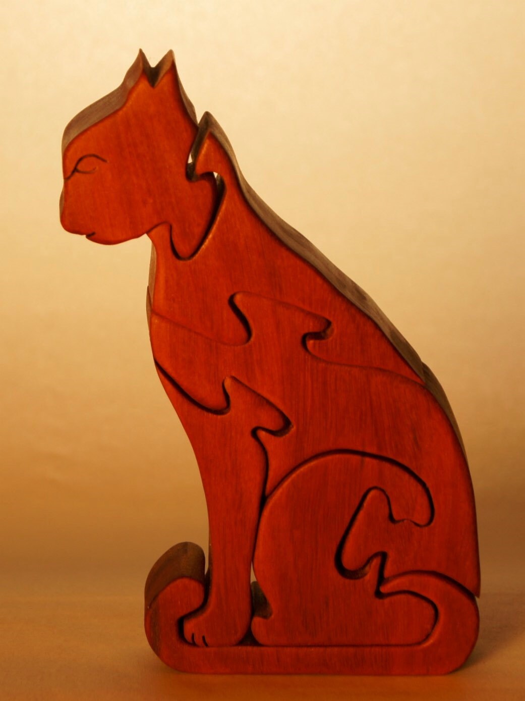 CAT SITTING Wood Puzzles (Siamese cats)/ Unique Handcrafted Wooden Jigsaw Animal Puzzle / Free Standing / Sustainably Sourced Wood