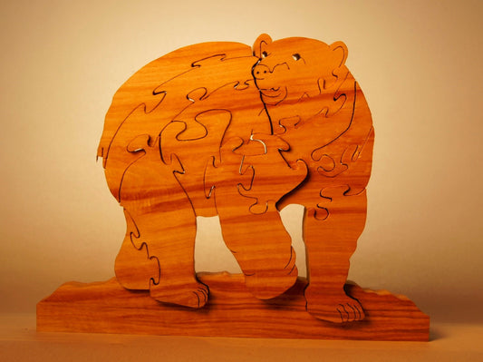 POLAR BEAR WALKIG Wood Puzzle / Unique Handcrafted Jigsaw Puzzle / Free Standing / With Keeper / Sustainably Sourced Wood