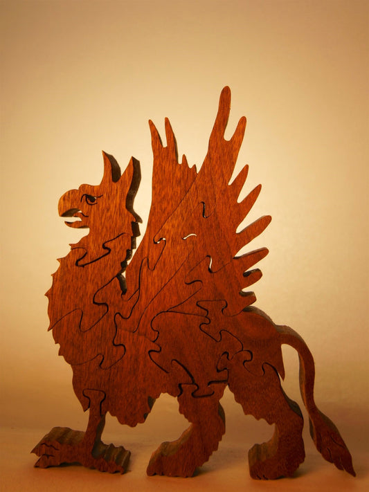 GRIFFIN Wood Puzzle / Unique Handcrafted Wooden Jigsaw Animal Puzzle / Free Standing (or with Keeper)/ Sustainably Sourced Wood