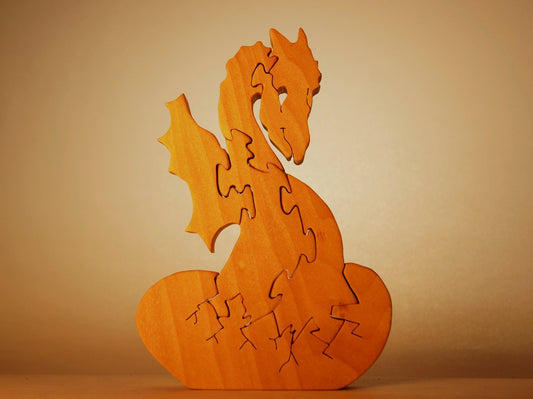 BABY DRAGON HATCHING Wood Puzzle / Unique Handcrafted Wooden Jigsaw Animal Puzzle / Free Standing / Sustainably Sourced Wood