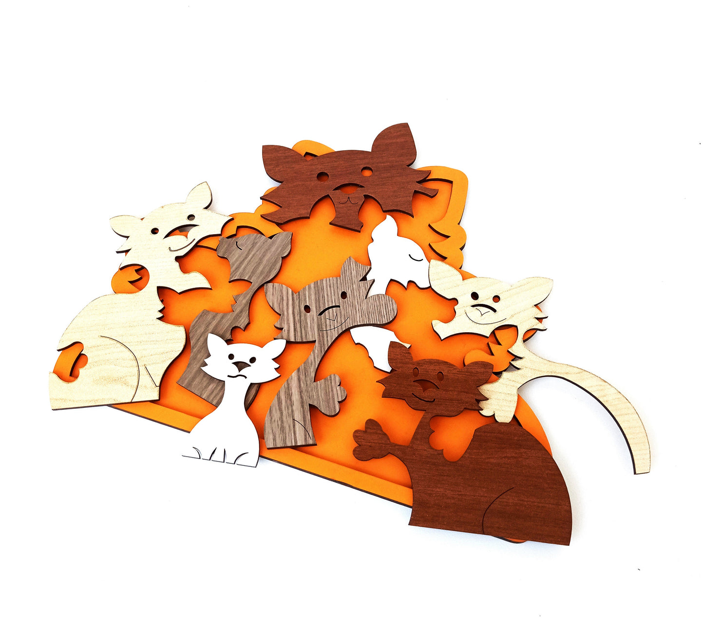 Wooden Jigsaw Puzzles for Kids "Cat Family"  The Puzzle cat family of 8 people,  Kids Gift Wood Jigsaw Puzzle, Cats Puzzle