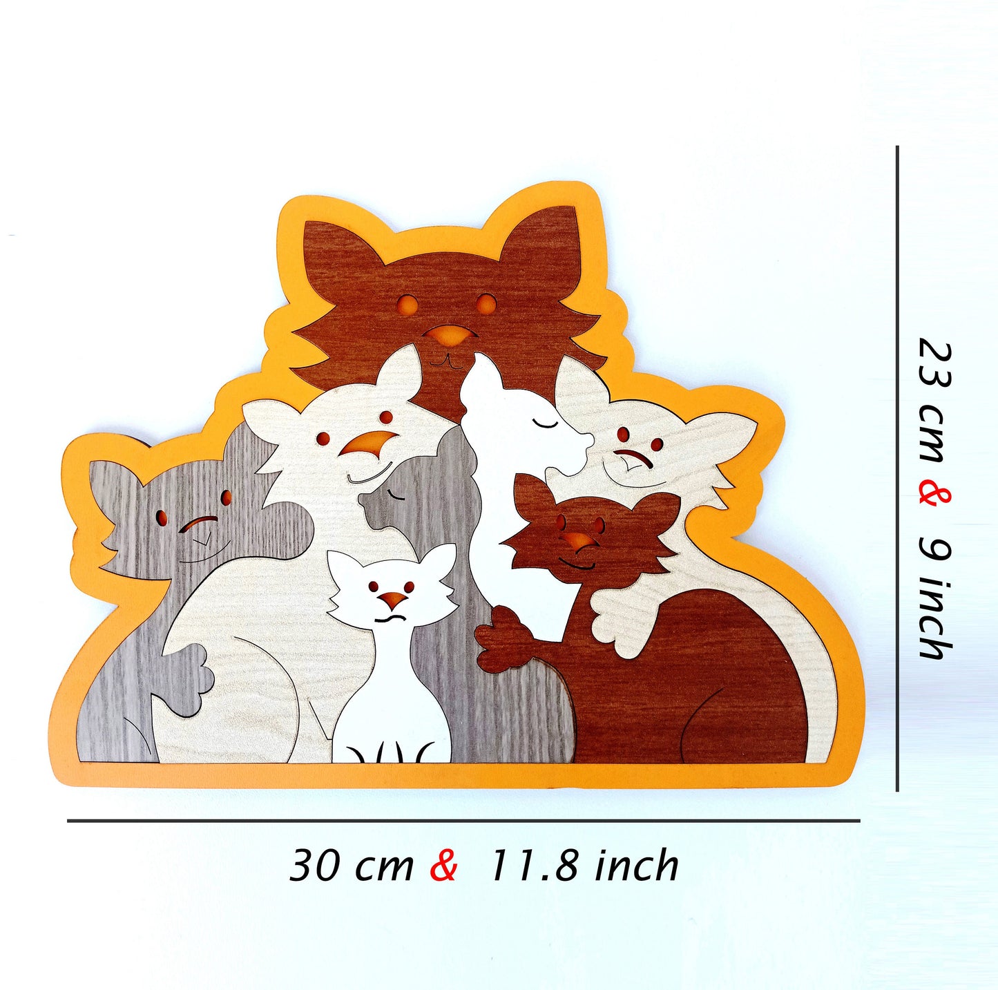 Wooden Jigsaw Puzzles for Kids "Cat Family"  The Puzzle cat family of 8 people,  Kids Gift Wood Jigsaw Puzzle, Cats Puzzle