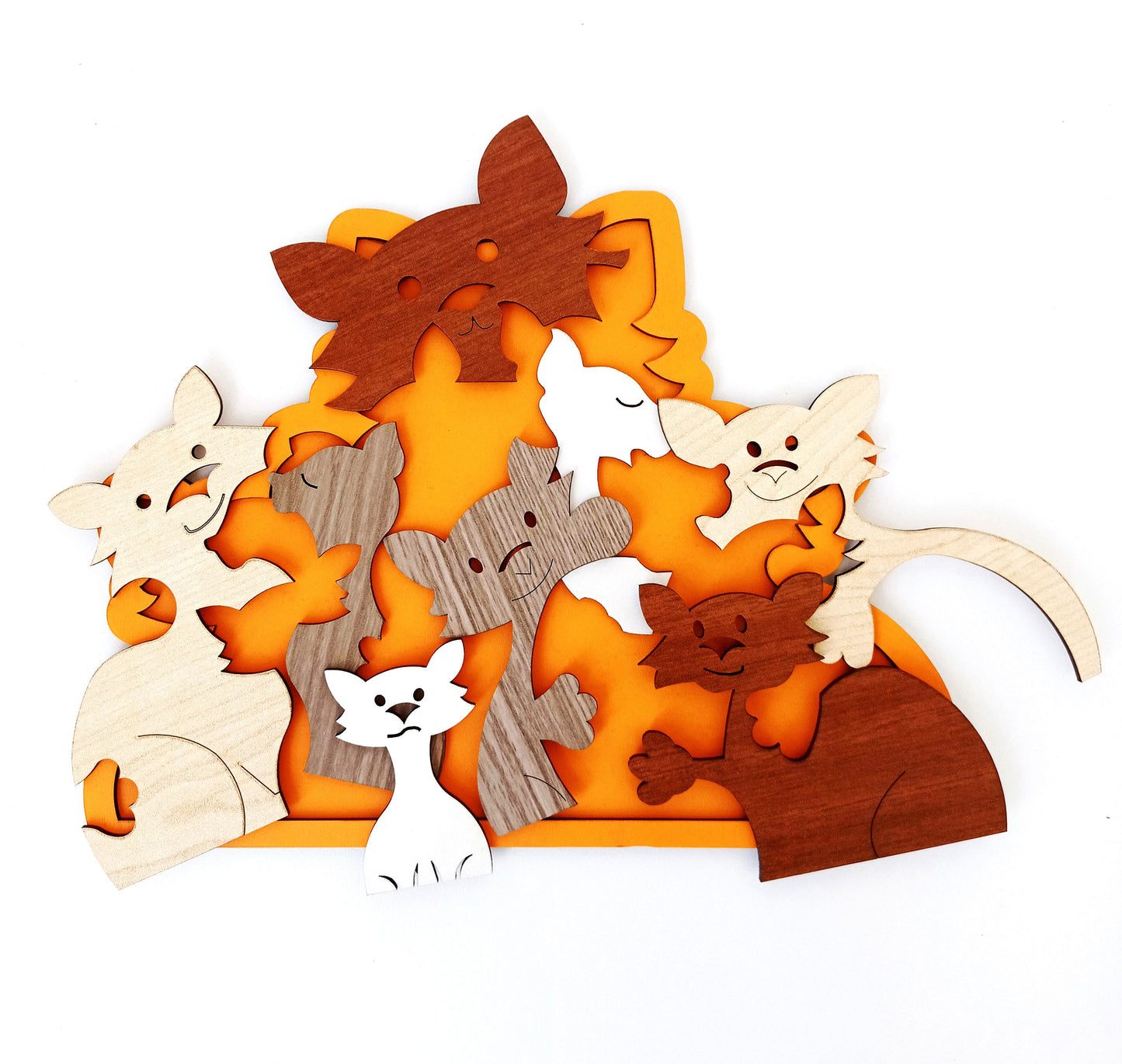 Wooden Jigsaw Puzzles for Kids "Cat Family"  The Puzzle cat family of 8 people,  Kids Gift Wood Jigsaw Puzzle, Cats Puzzle