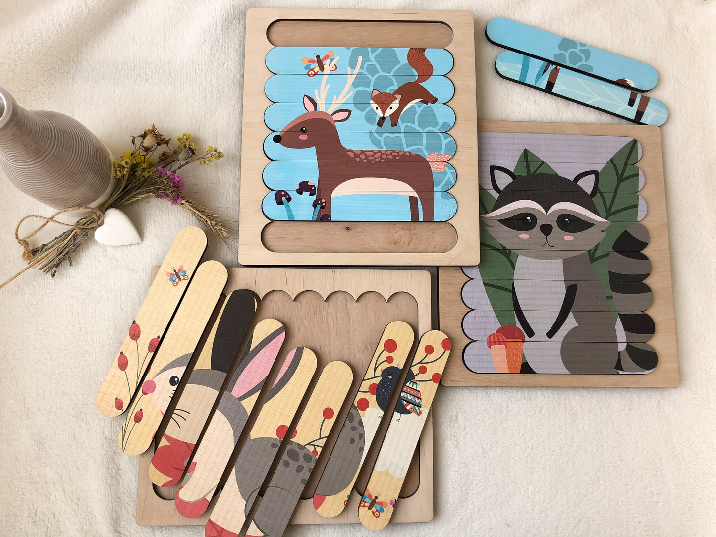 Gifts for kids, Animal Puzzle, Kids Wood Puzzles, Montessori Toy, Kids Gifts, Woodland Animals, Toddler gift, Toddler toys, Toddler puzzles