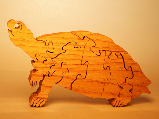 TURTLE Wood PUZZLE / Unique Handcrafted Woden Jigsaw Puzzle / Free Standing or with Keeper / Sustainably Sourced Wood