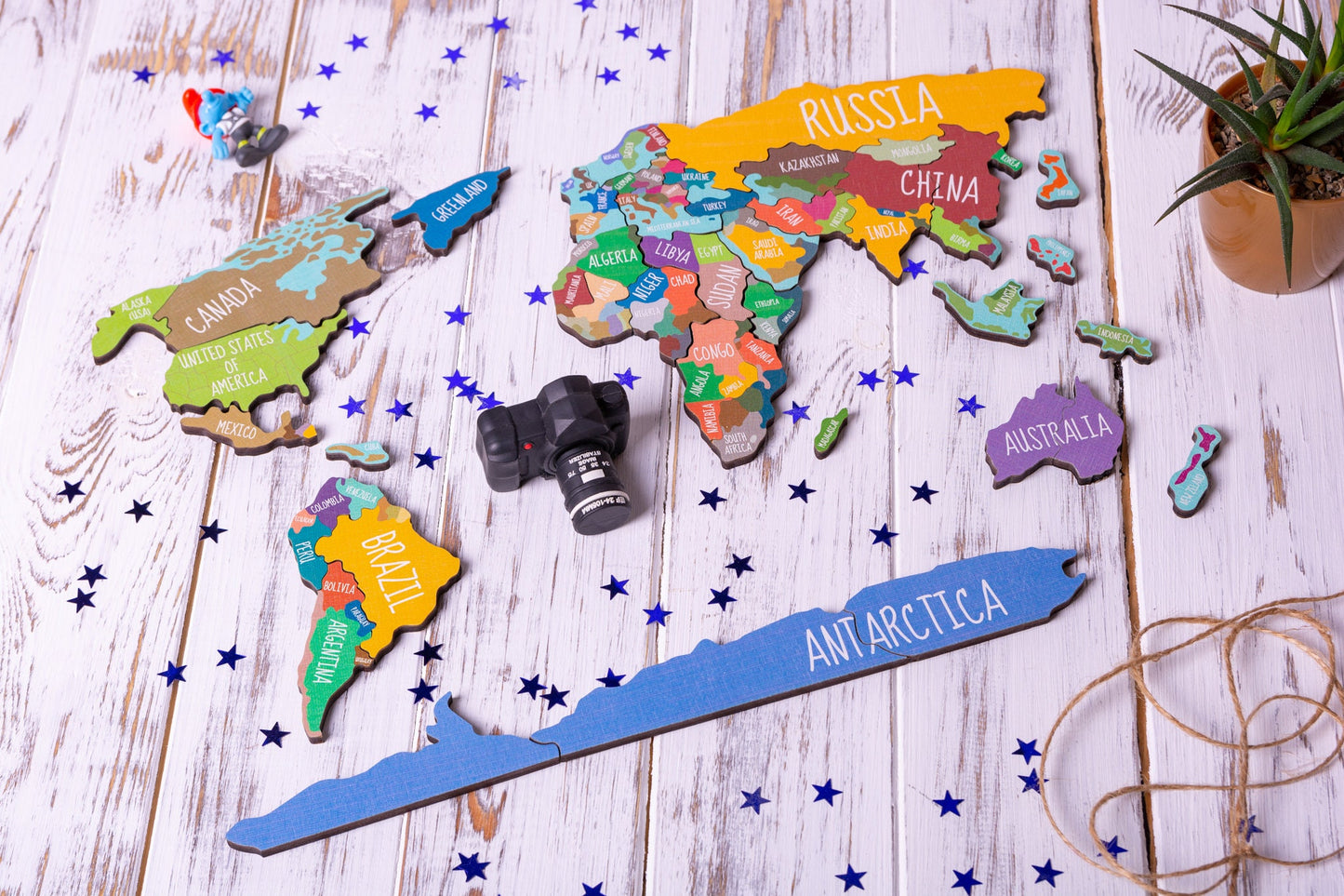 Kids Puzzle - World Map Puzzle, Educational Toy, Wooden Puzzle, Map Puzzle Wooden, Animal World Map, Montessori Toys, Gift for Children