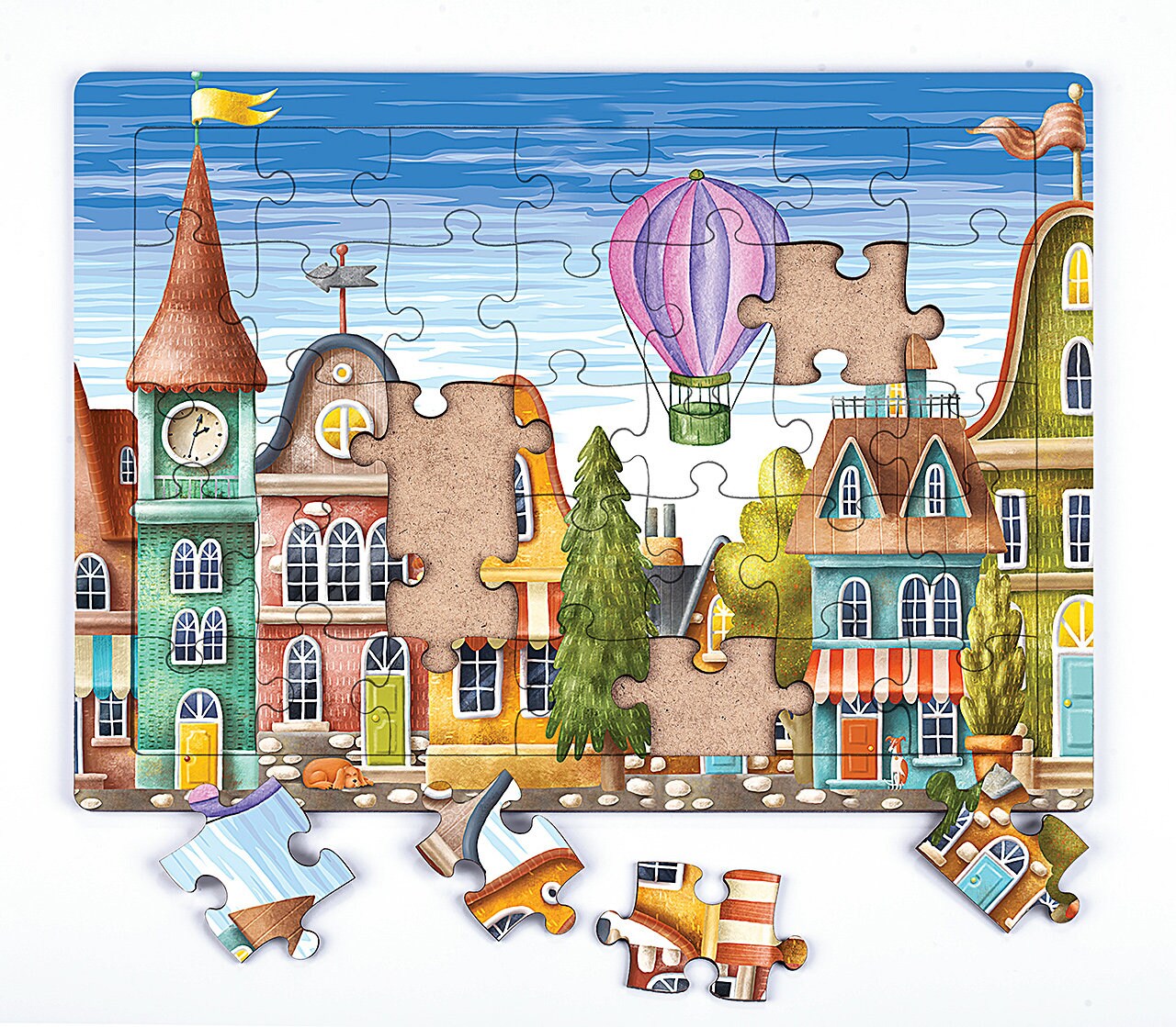 Fairy Tale Town | Wooden Jigsaw Puzzle | Puzzle For Kids | 35-54 Pieces | Gift for boys and Girls | Kid Toys