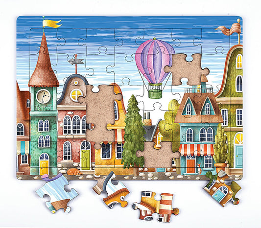 Fairy Tale Town | Wooden Jigsaw Puzzle | Puzzle For Kids | 35-54 Pieces | Gift for boys and Girls | Kid Toys