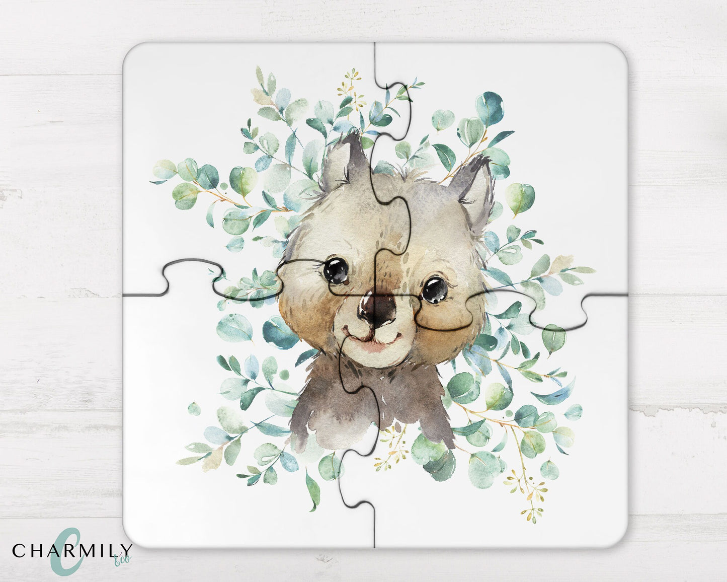 Eucalyptus Australian Animal | 4 Piece Wood Puzzle | Coaster Set | Personalised | Non-Personalised