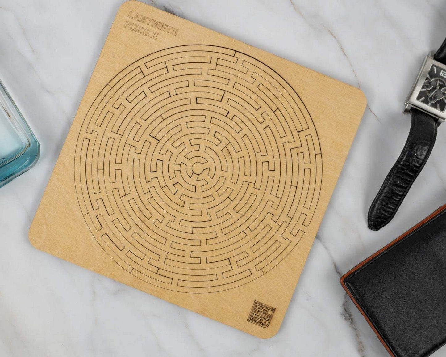 Round Labyrinth Wooden Jigsaw Puzzle Game For Birthday Gift Geometric Laser Cut Puzzles For Kids And Adults