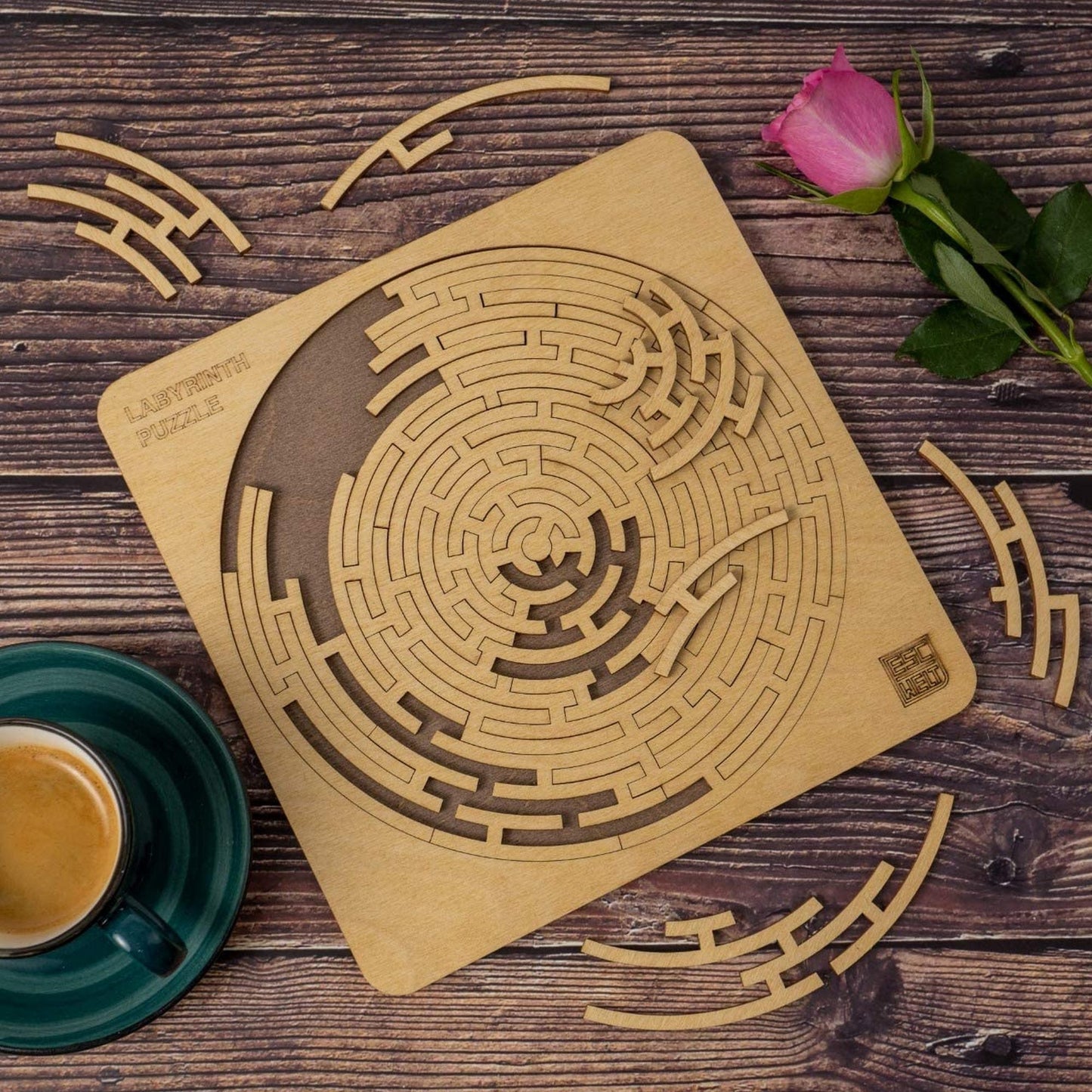 Round Labyrinth Wooden Jigsaw Puzzle Game For Birthday Gift Geometric Laser Cut Puzzles For Kids And Adults