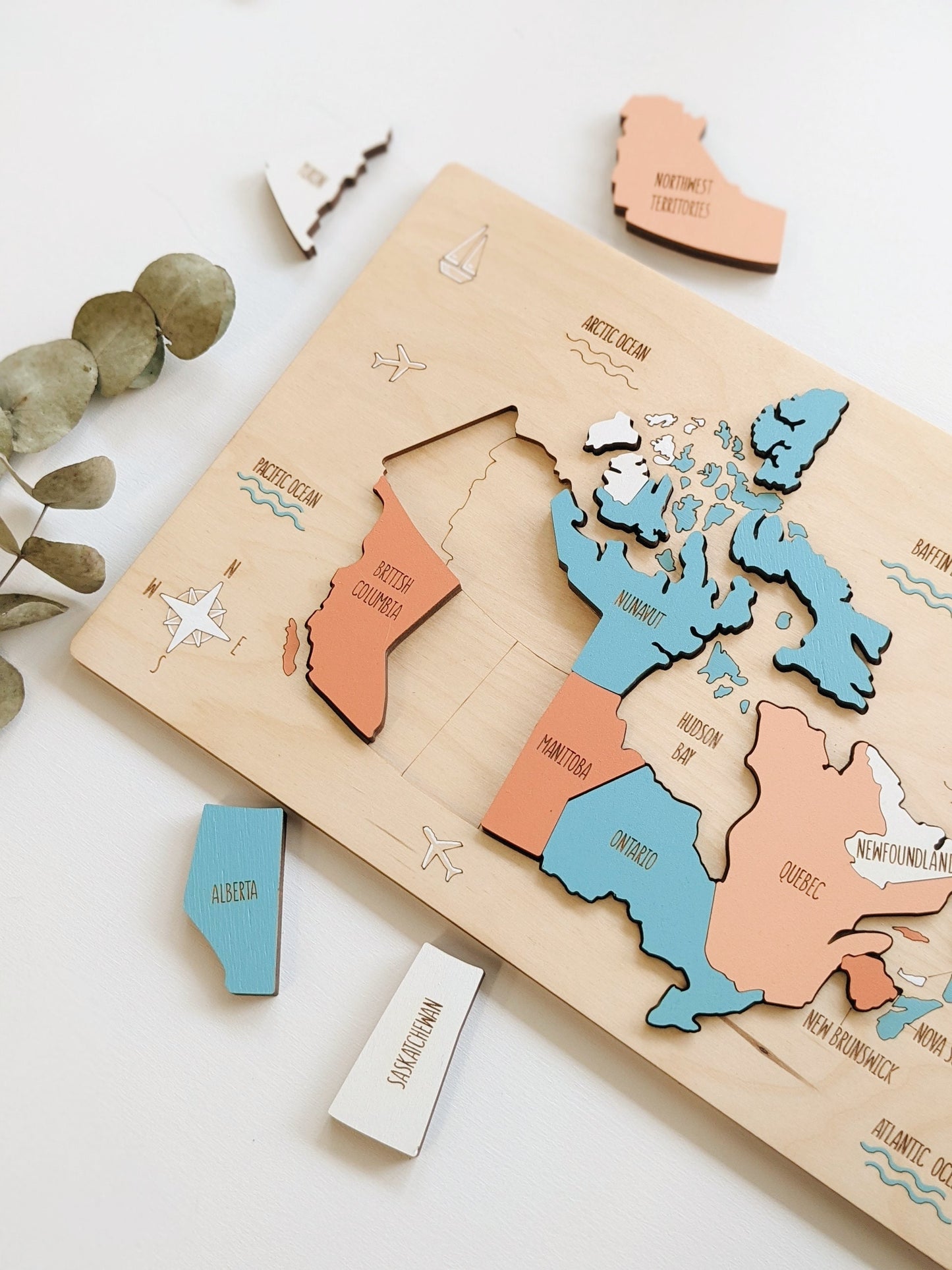 Canada Map Puzzle Wooden toys Montessori Educational school toys Kids toys Eco toys Children Birthday gift Learning game Country world map