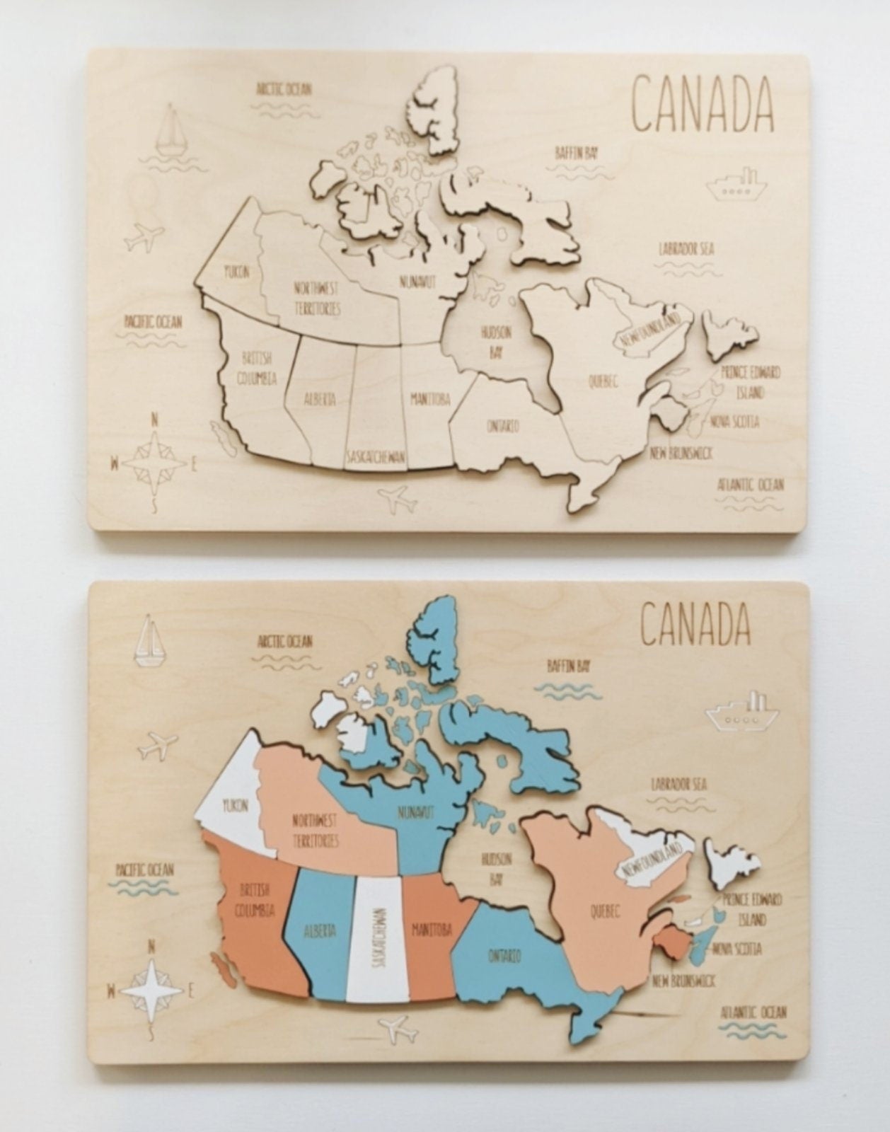 Canada Map Puzzle Wooden toys Montessori Educational school toys Kids toys Eco toys Children Birthday gift Learning game Country world map