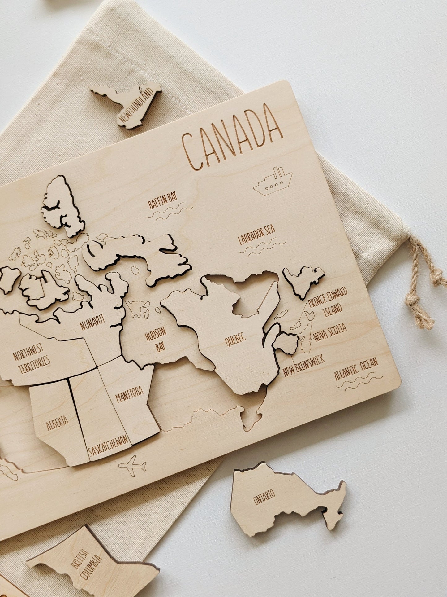 Canada Map Puzzle Wooden toys Montessori Educational school toys Kids toys Eco toys Children Birthday gift Learning game Country world map