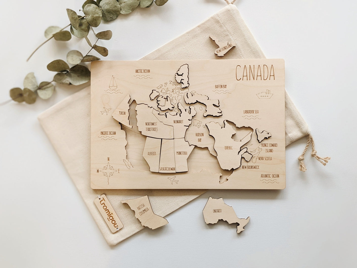 Canada Map Puzzle Wooden toys Montessori Educational school toys Kids toys Eco toys Children Birthday gift Learning game Country world map