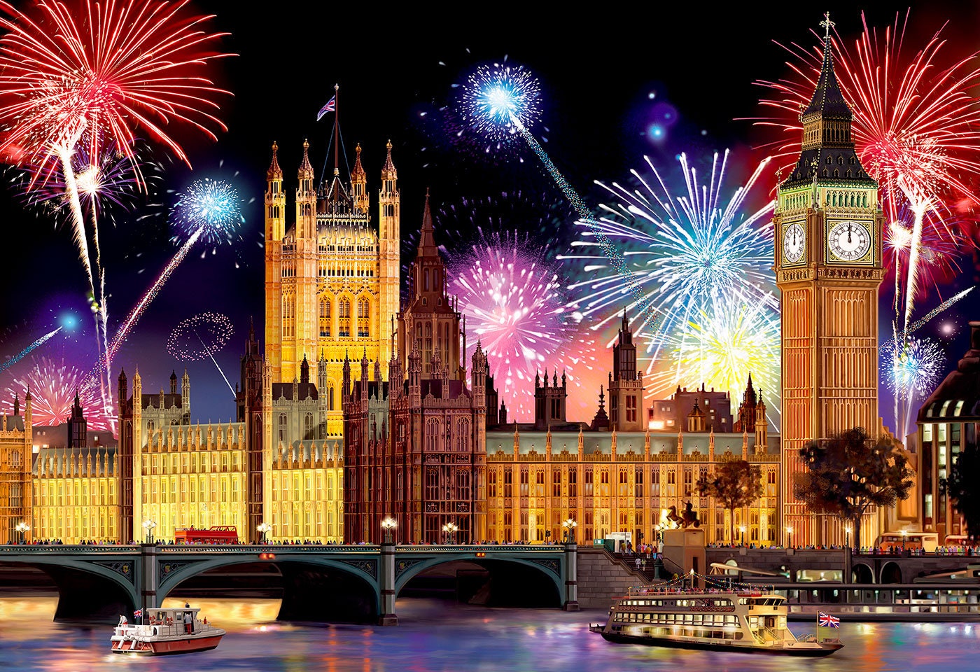 Wooden Jigsaw Puzzle "London By Night" 150, 300, 500 pcs Puzzle Of Scenic Palace Of Westminster Unique Pieces Kids Adults Wooden City