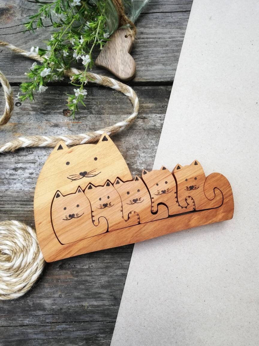 Cats animal puzzle, Animal wood toys, Wooden animal figures, Game wooden, Wooden toys, Wooden puzzle, Kids puzzle, Christmas toys, Eco gift