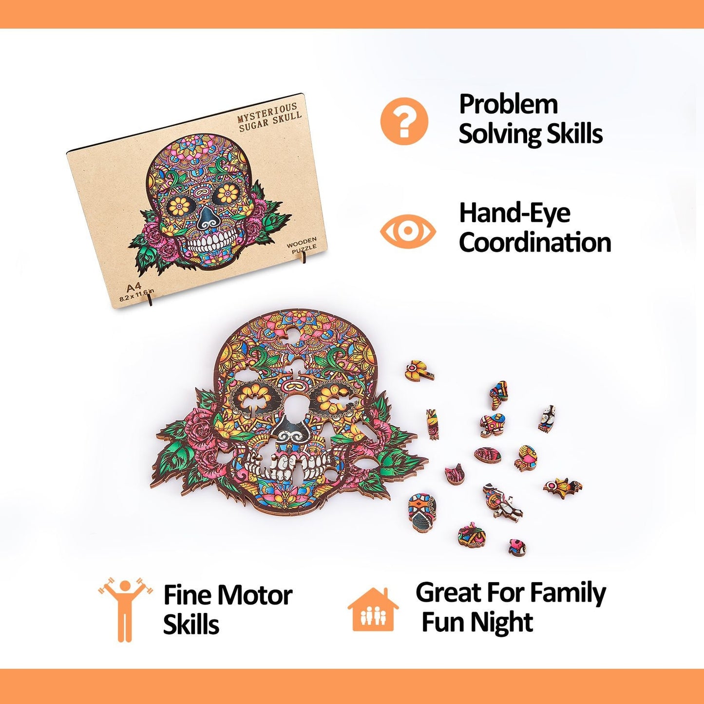 Sugar Skull Wooden Jigsaw Puzzle