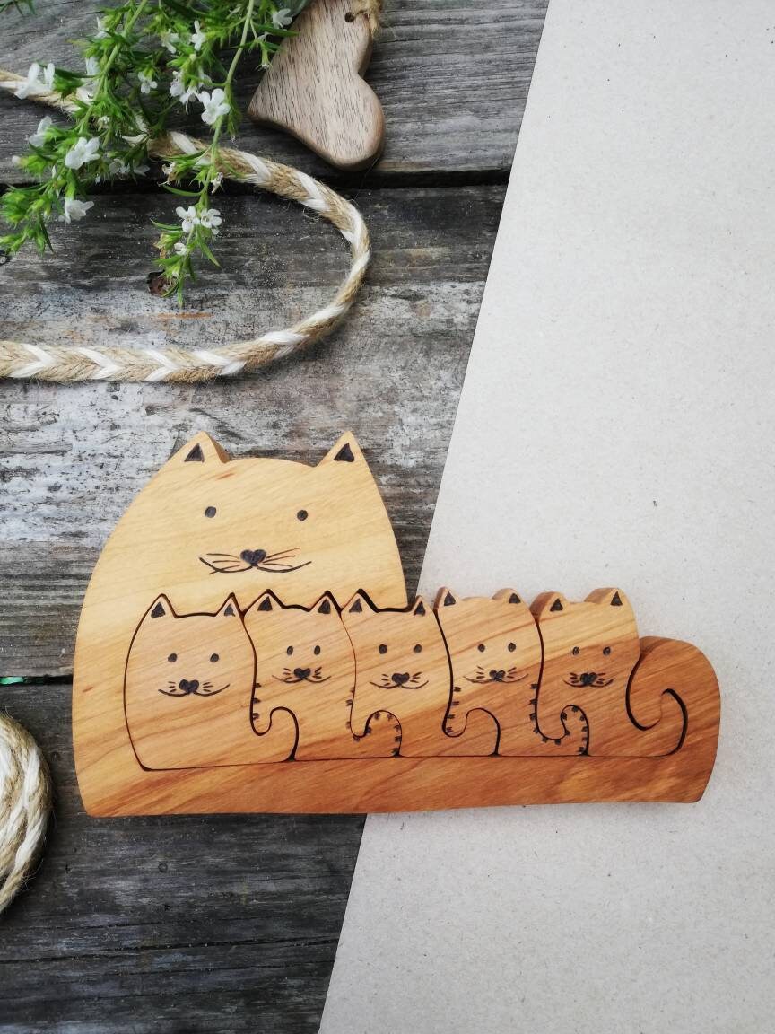 Cats animal puzzle, Animal wood toys, Wooden animal figures, Game wooden, Wooden toys, Wooden puzzle, Kids puzzle, Christmas toys, Eco gift