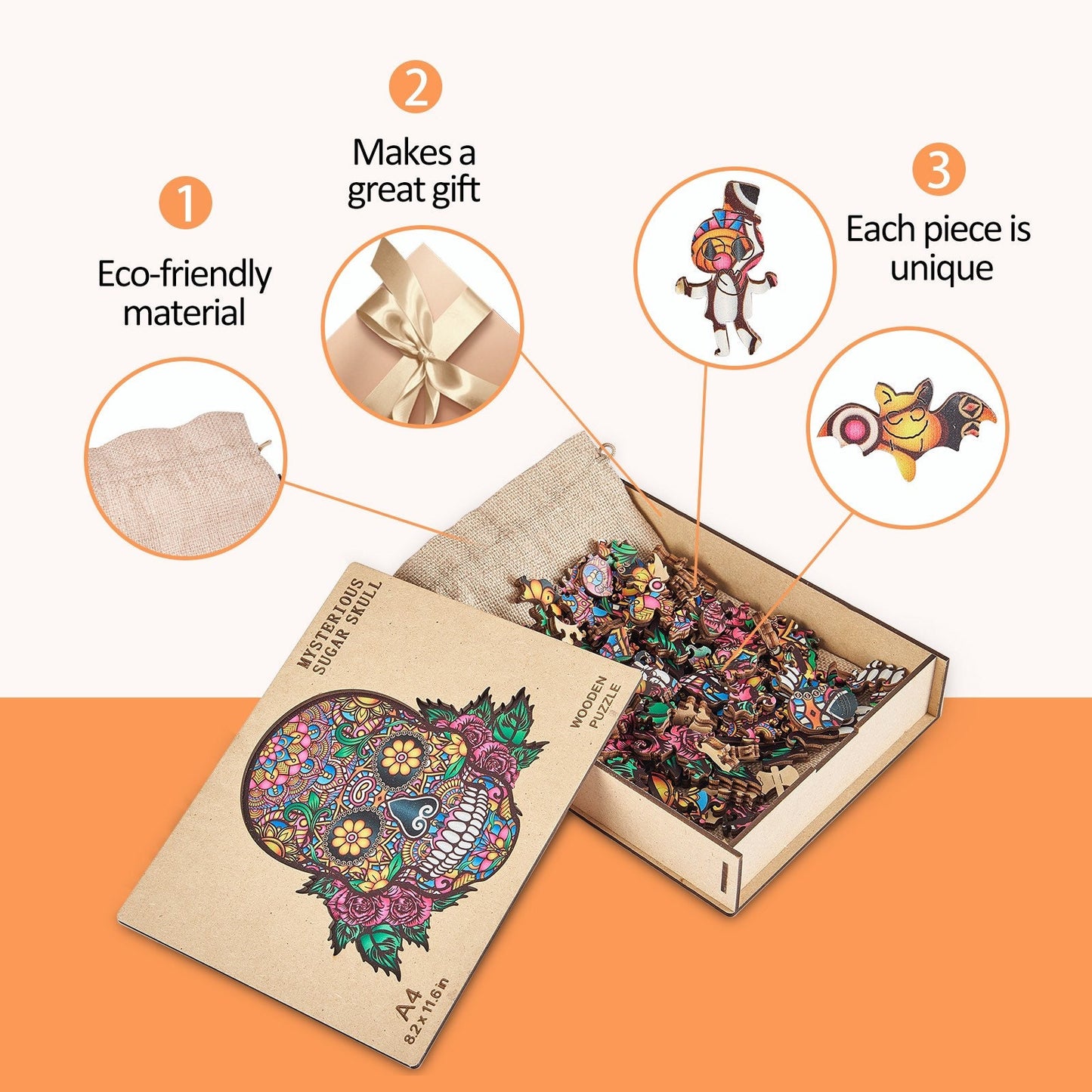 Sugar Skull Wooden Jigsaw Puzzle