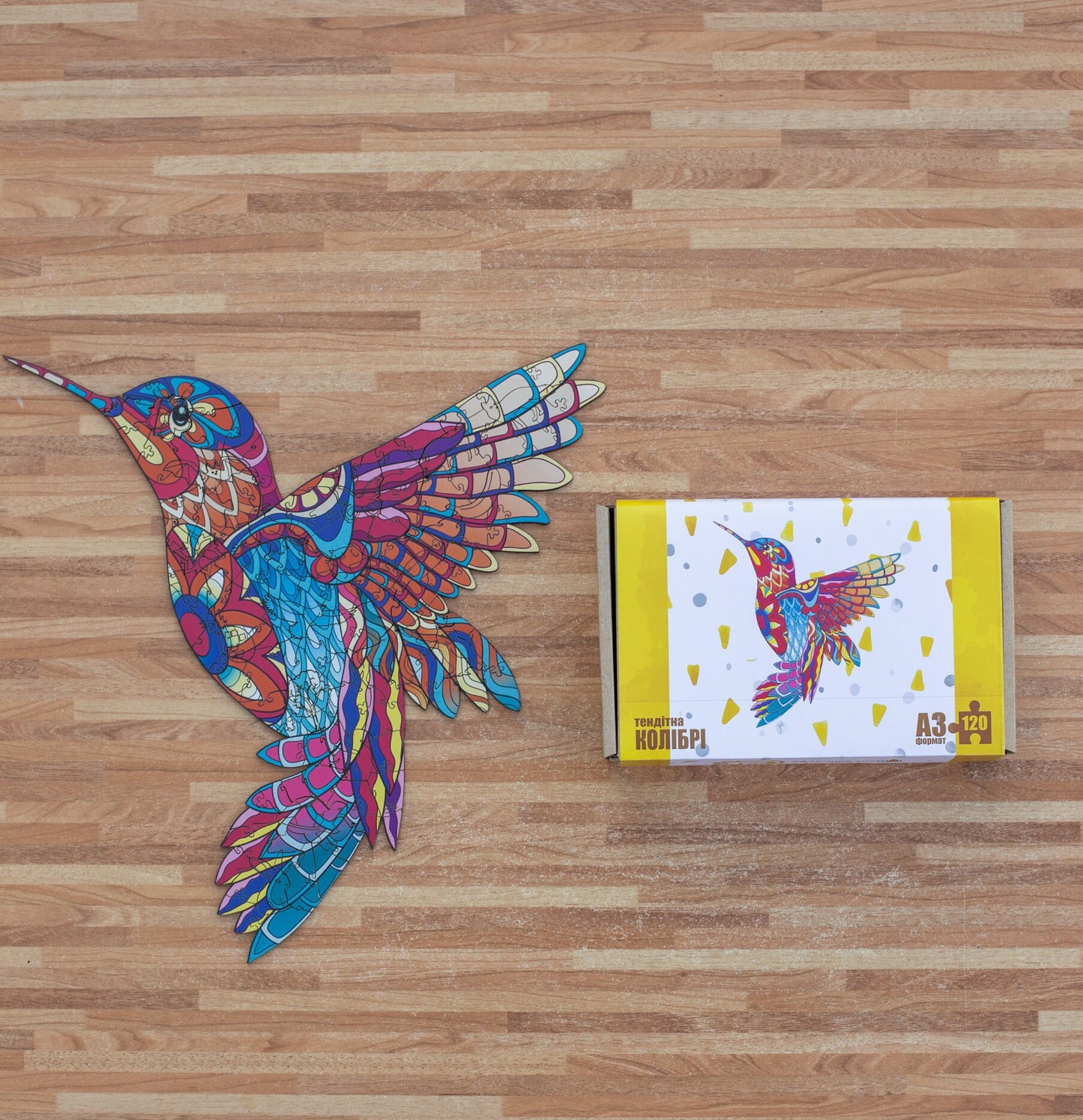 Animal wooden puzzle Fragile Hummingbird - gift wooden ecofriendly puzzle medium and large, Puzzle for adults and kids