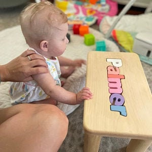 Girls Puzzle Name Bench, Wood Kids Bench Name, Maple Name Puzzle Bench, Personalized Toddler Bench Wooden, Custom Gift for Kids Christmas