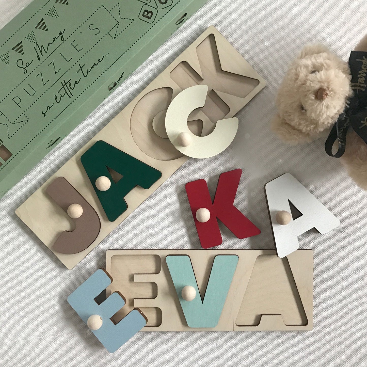 Personalized puzzles with the child's name Gift idea for birthday, baby shower Wooden puzzle Puzzles with letters Colorful jigsaw puzzles