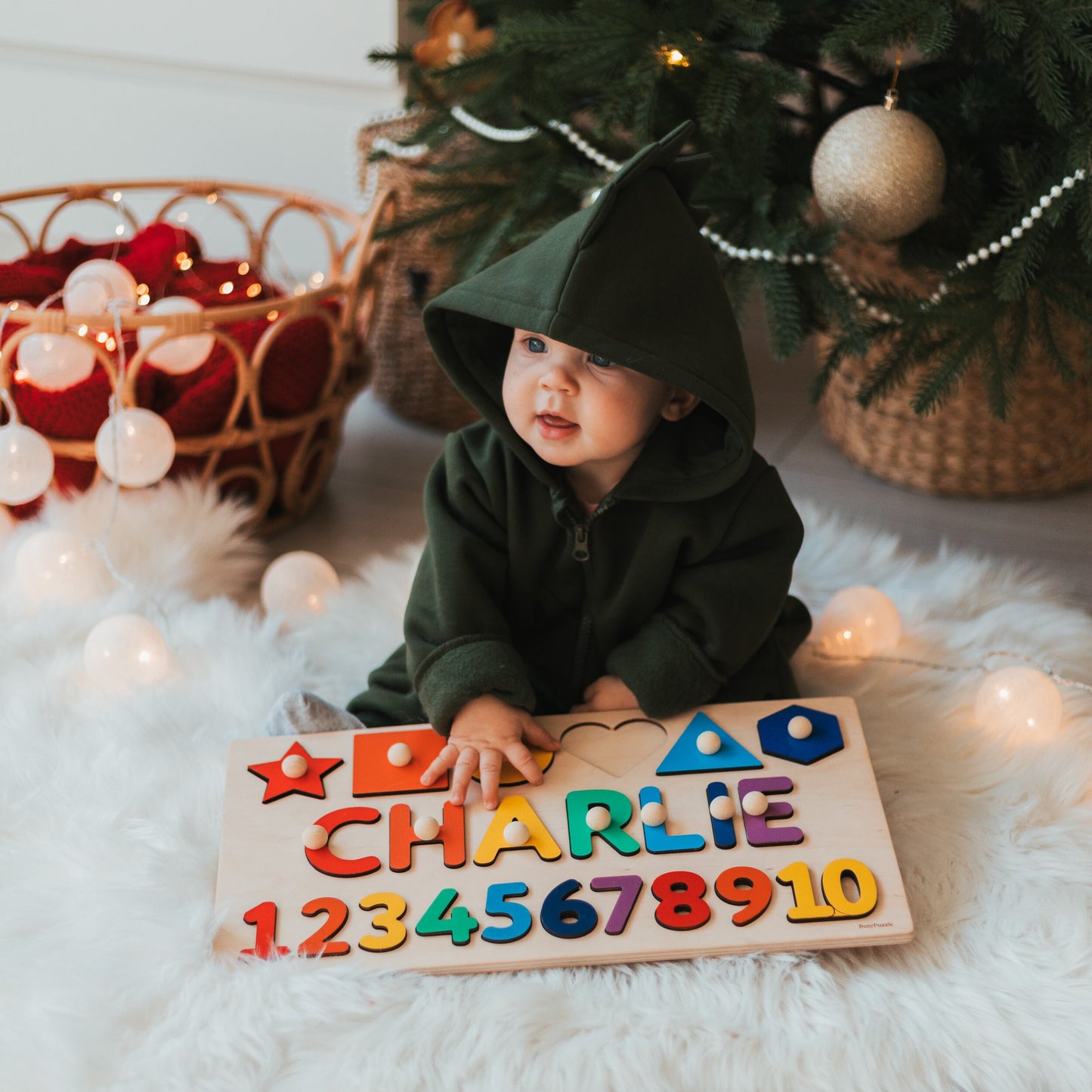 Personalized Montessori Math Board, Baby Name Puzzle, Unique Boy and Girl Birthday Gift, Toddler First Easter, Wooden Shapes and Numbers