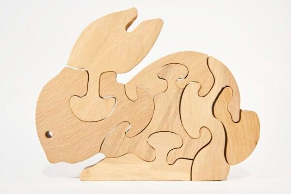 Personalized Rabbit Toy, Wooden Rabbit Puzzle, Educational Gifts for Kids, Wooden Name Puzzle, Montessori Puzzle Animals, Toddler Toys