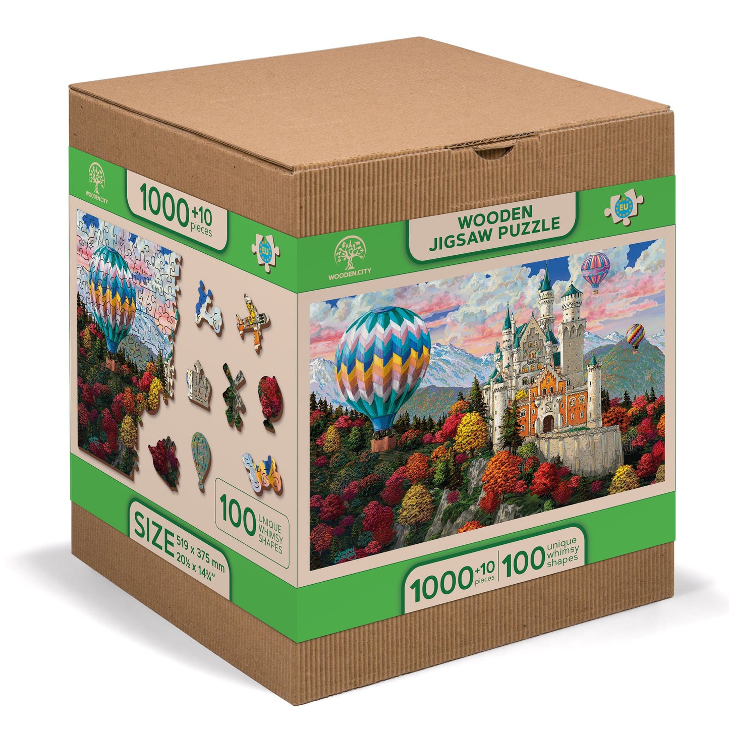 Wooden Jigsaw Puzzle "The Neuschwanstein Castle" 200, 500, 750, 1000 pcs Air Balloon Adults Kids Unusual Pieces Wooden.City