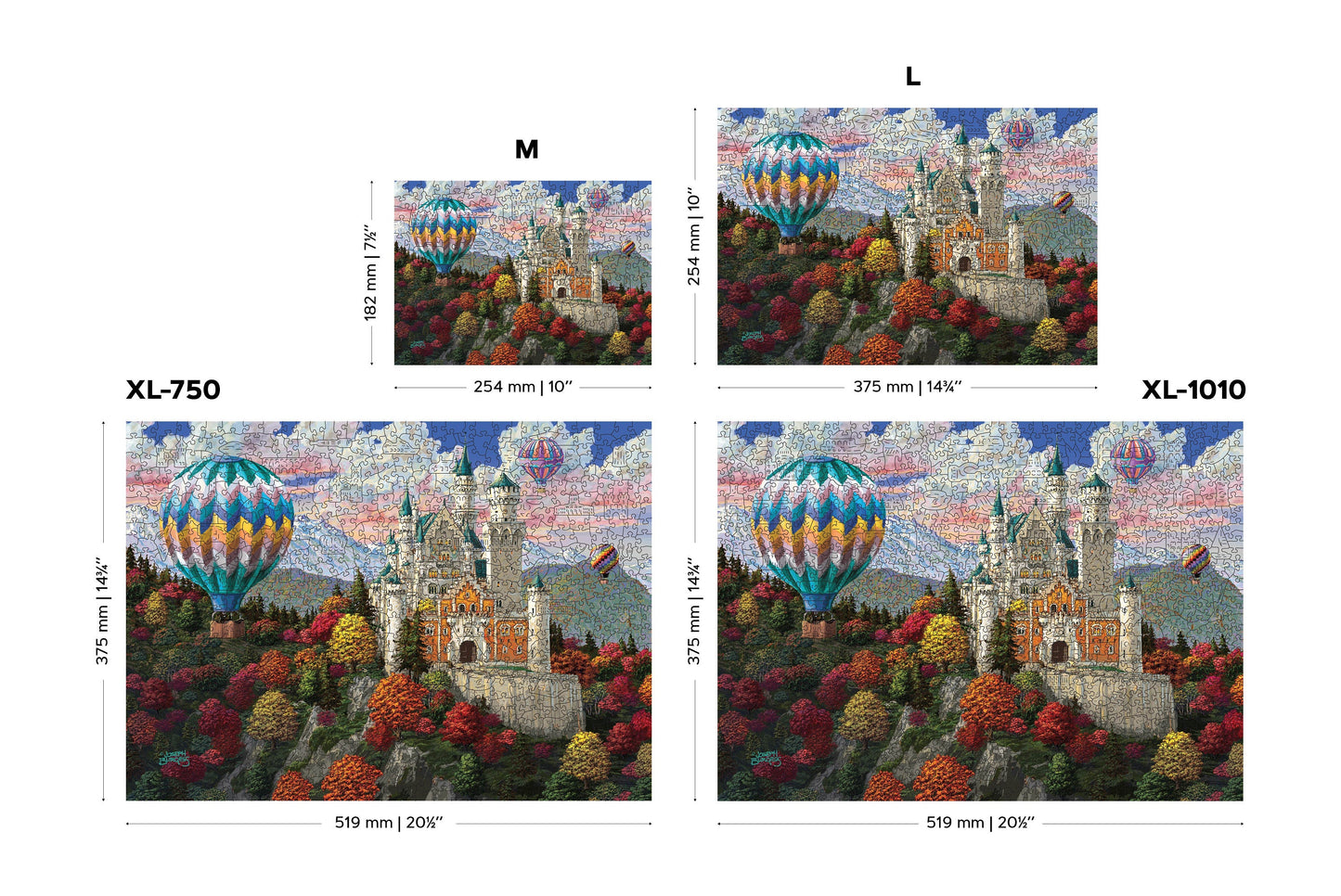 Wooden Jigsaw Puzzle "The Neuschwanstein Castle" 200, 500, 750, 1000 pcs Air Balloon Adults Kids Unusual Pieces Wooden.City