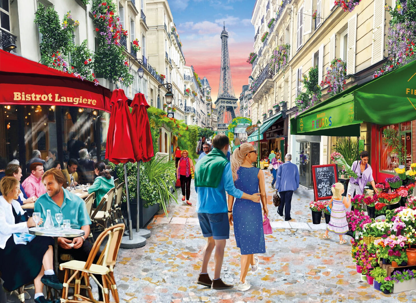 Wooden Jigsaw Puzzle "Paris Bistro" 200, 500, 750, 1000 pcs Landscape Eiffel Unique Shaped Pieces Adults Kids Wooden.City