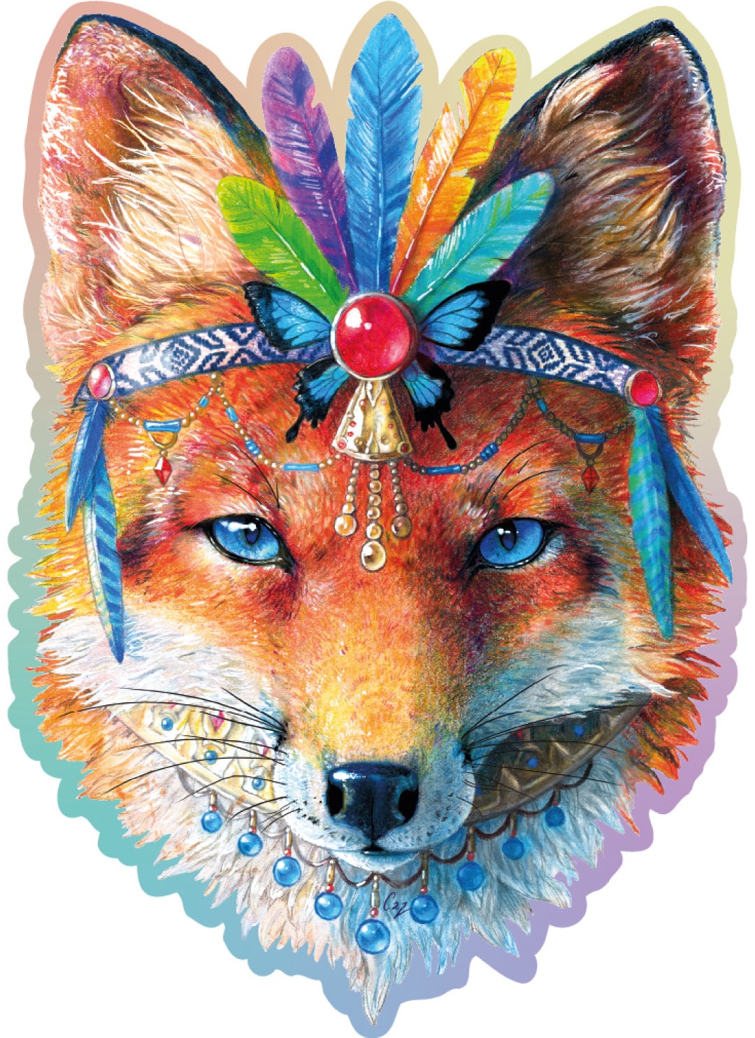 Wooden Jigsaw Puzzle "Mystic Fox" 150, 250 pcs Unique Unusual Animal Shaped Pieces Mosaic Puzzle Gifts Kids Adults Wooden City