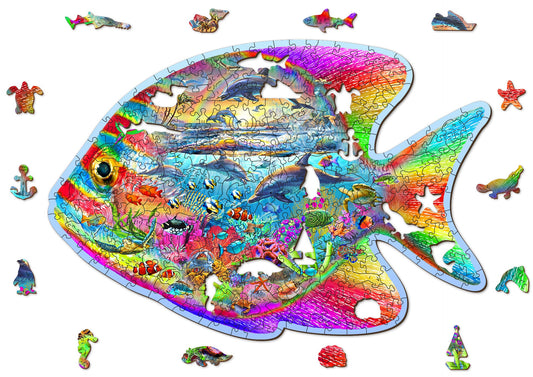 Wooden Puzzle 250 Pieces  "Magic Fish" | Puzzles for Adults | Unique Puzzles | Family Gifts