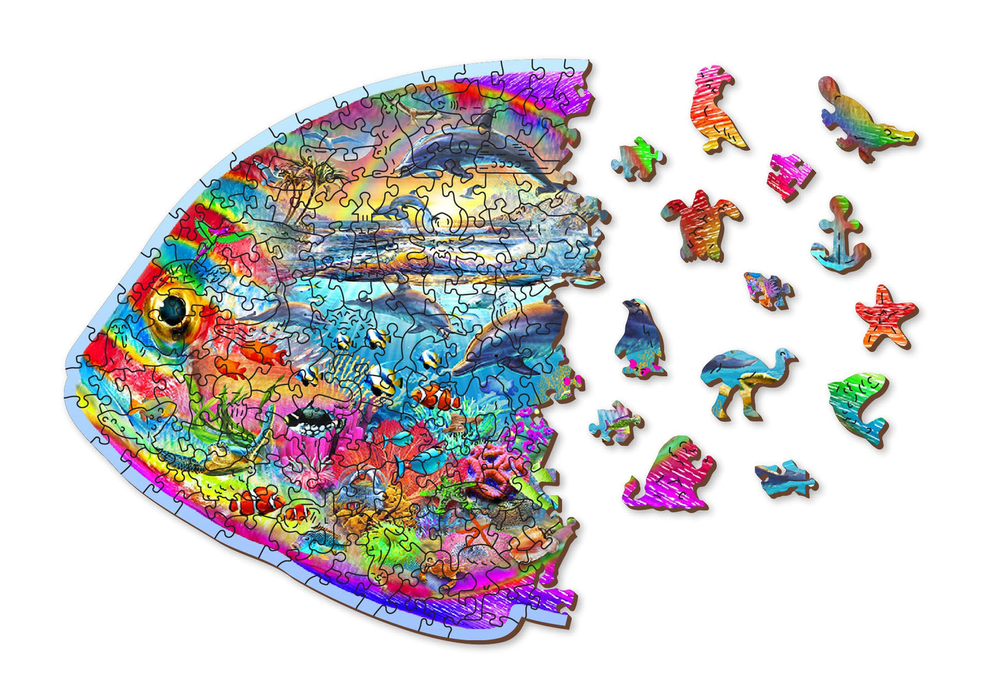 Wooden Puzzle 250 Pieces  "Magic Fish" | Puzzles for Adults | Unique Puzzles | Family Gifts