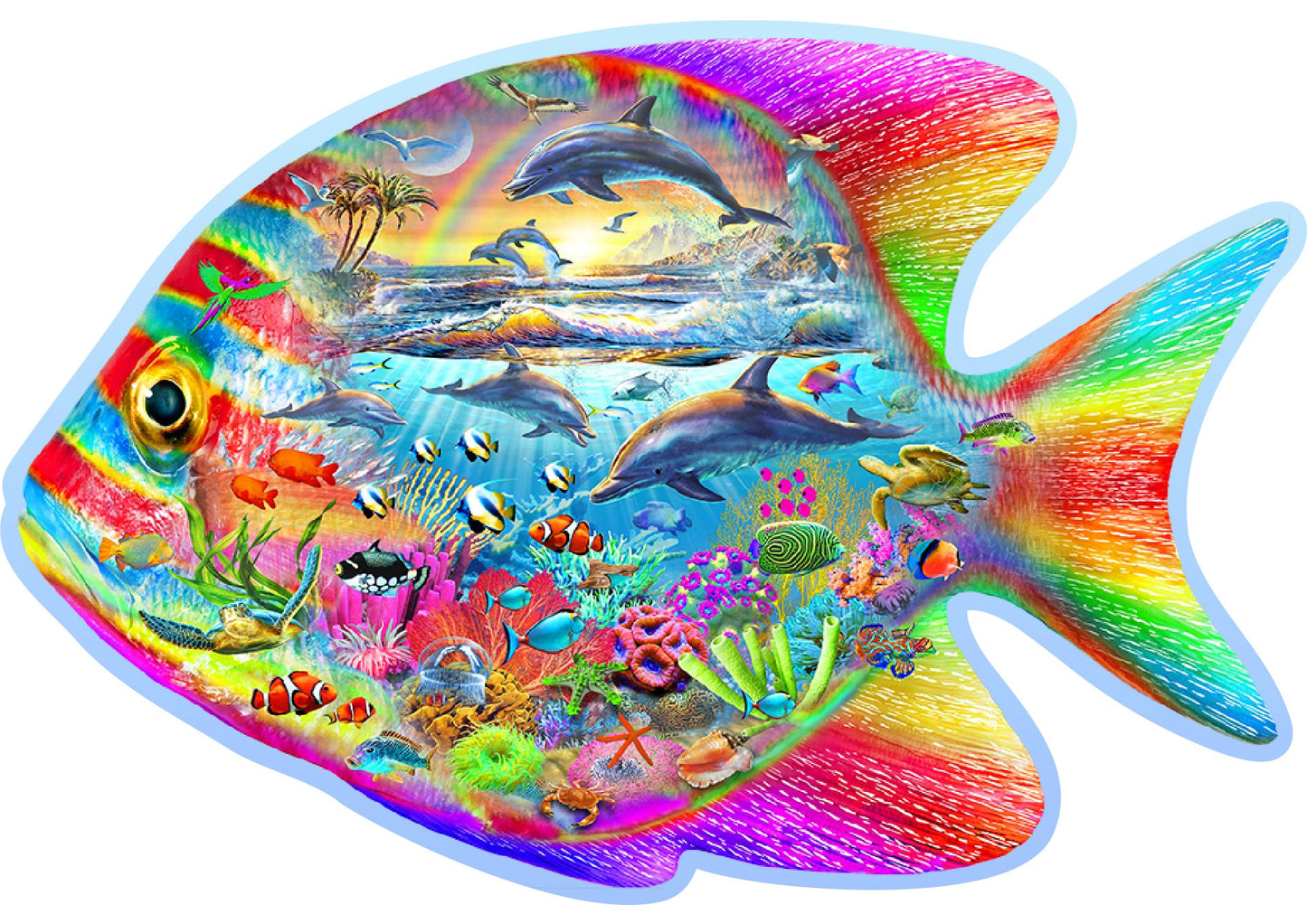 Wooden Puzzle 250 Pieces  "Magic Fish" | Puzzles for Adults | Unique Puzzles | Family Gifts