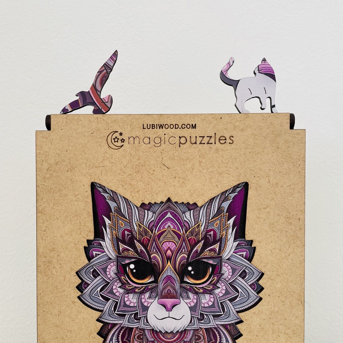 Curious Cat Wooden Jigsaw Puzzle for Adults and Kids | Laser Cut Premium Wood | Animal Shaped 3D Puzzle Pieces | Unique Gift